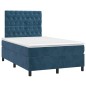 vidaXL Cama box spring con colchón terciopelo azul oscuro 120x190 cm vidaXL Cama box spring con colchón terciopelo azul oscuro 120x190 cm