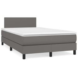 vidaXL Cama box spring con colchón LED cuero sintético gris 120x190 cm