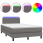 vidaXL Cama box spring con colchón LED cuero sintético gris 120x190 cm vidaXL Cama box spring con colchón LED cuero sintético gris 120x190 cm