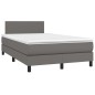 vidaXL Cama box spring con colchón LED cuero sintético gris 120x190 cm vidaXL Cama box spring con colchón LED cuero sintético gris 120x190 cm