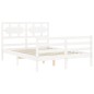 vidaXL Estructura de cama con cabecero madera maciza blanco 140x190 cm vidaXL Estructura de cama con cabecero madera maciza blanco 140x190 cm