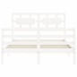 vidaXL Estructura de cama con cabecero madera maciza blanco 140x190 cm vidaXL Estructura de cama con cabecero madera maciza blanco 140x190 cm