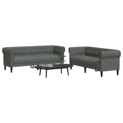 vidaXL Juego de sofás 2 piezas tela gris oscuro