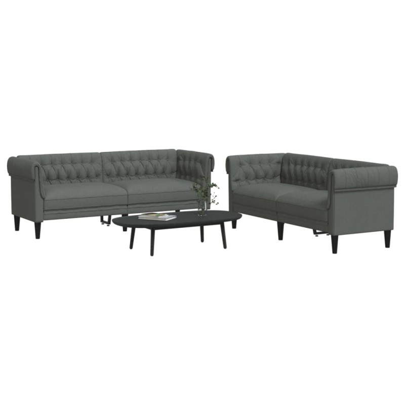 vidaXL Juego de sofás 2 piezas tela gris oscuro vidaXL Juego de sofás 2 piezas tela gris oscuro