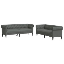 vidaXL Juego de sofás 2 piezas tela gris oscuro