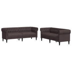 vidaXL Juego de sofás 2 piezas tela marrón oscuro