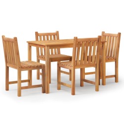 vidaXL Juego de comedor para jardín 5 piezas madera maciza de teca