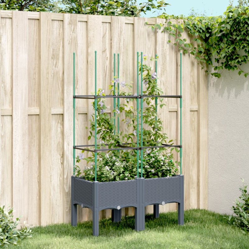 vidaXL Jardinera con enrejado PP gris 80x40x142,5 cm vidaXL Jardinera con enrejado PP gris 80x40x142,5 cm