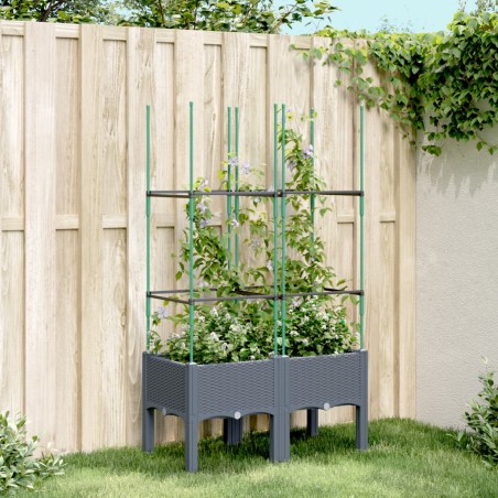 vidaXL Jardinera con enrejado PP gris 80x40x142,5 cm