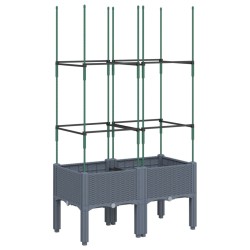 vidaXL Jardinera con enrejado PP gris 80x40x142,5 cm
