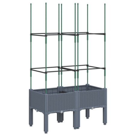 vidaXL Jardinera con enrejado PP gris 80x40x142,5 cm