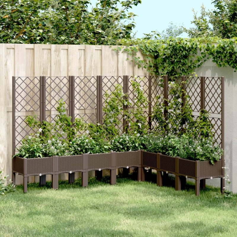 vidaXL Jardinera con enrejado PP marrón 200x160x142 cm vidaXL Jardinera con enrejado PP marrón 200x160x142 cm