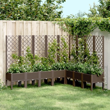 vidaXL Jardinera con enrejado PP marrón 200x160x142 cm