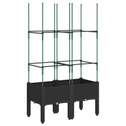 vidaXL Jardinera con enrejado PP negro 80x40x142,5 cm