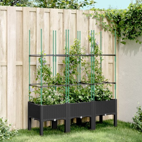 vidaXL Jardinera con enrejado PP negro 120x40x142,5 cm
