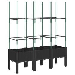 vidaXL Jardinera con enrejado PP negro 120x40x142,5 cm