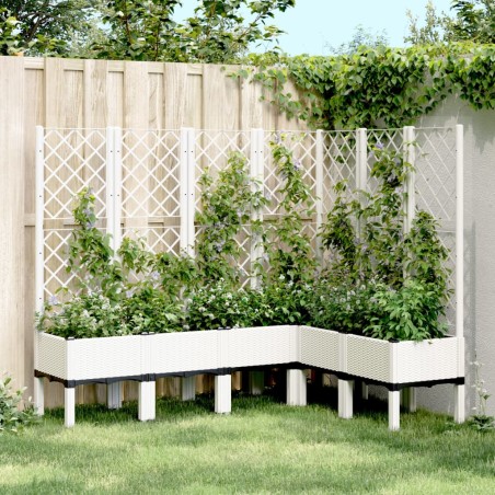 vidaXL Jardinera con enrejado PP blanco 160x120x142 cm