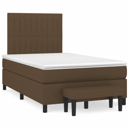 vidaXL Cama box spring con colchón tela marrón oscuro 120x190 cm