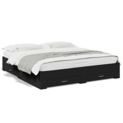 vidaXL Estructura cama con cajones madera ingeniería negra 200x200 cm