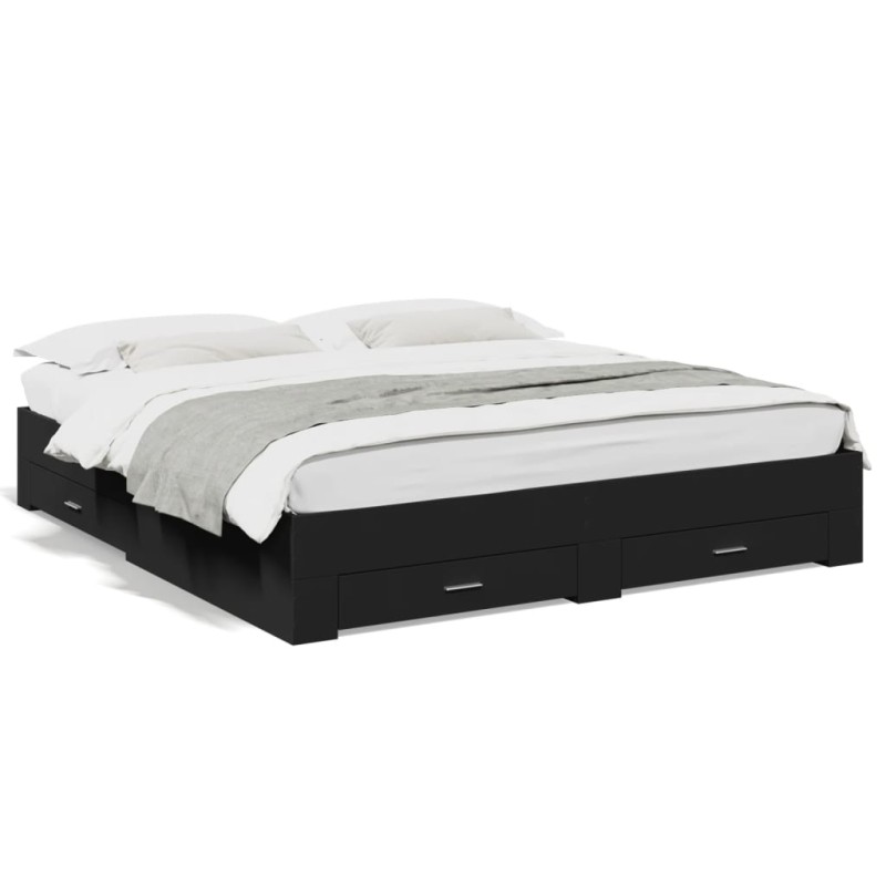vidaXL Estructura cama con cajones madera ingeniería negra 200x200 cm vidaXL Estructura cama con cajones madera ingeniería negra 200x200 cm