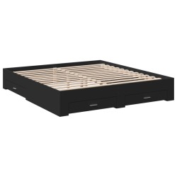 vidaXL Estructura cama con cajones madera ingeniería negra 200x200 cm