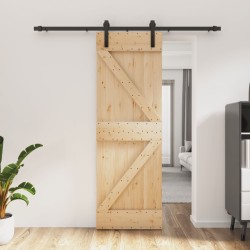 vidaXL Puerta corredera con herrajes madera maciza de pino 70x210 cm