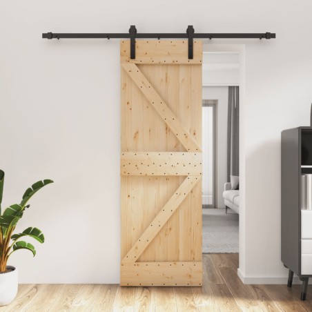 vidaXL Puerta corredera con herrajes madera maciza de pino 70x210 cm