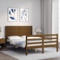 vidaXL Estructura de cama matrimonio con cabecero madera marrón miel