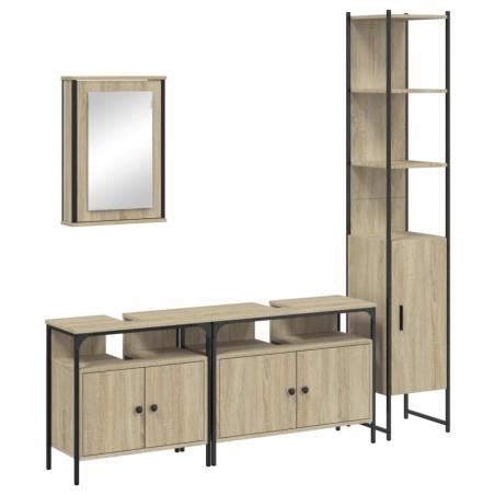 vidaXL Juego de muebles de baño 4 pzas contrachapada roble Sonoma