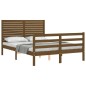 vidaXL Estructura de cama matrimonio con cabecero madera marrón miel