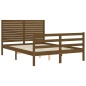 vidaXL Estructura de cama matrimonio con cabecero madera marrón miel