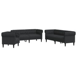 vidaXL Juego de sofás 3 piezas tela negro