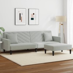 vidaXL Juego de sofás con cojines 2 piezas terciopelo gris claro