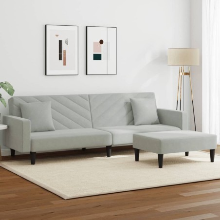 vidaXL Juego de sofás con cojines 2 piezas terciopelo gris claro