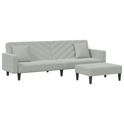 vidaXL Juego de sofás con cojines 2 piezas terciopelo gris claro