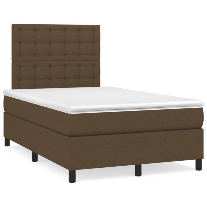 vidaXL Cama box spring con colchón y LED tela marrón oscuro 120x190 cm vidaXL Cama box spring con colchón y LED tela marrón oscuro 120x190 cm