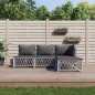 vidaXL Juego de muebles de jardín 4 piezas y cojines acero blanco vidaXL Juego de muebles de jardín 4 piezas y cojines acero blanco