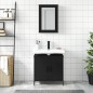 vidaXL Juego de muebles de baño 2 pzas madera contrachapada negro vidaXL Juego de muebles de baño 2 pzas madera contrachapada negro
