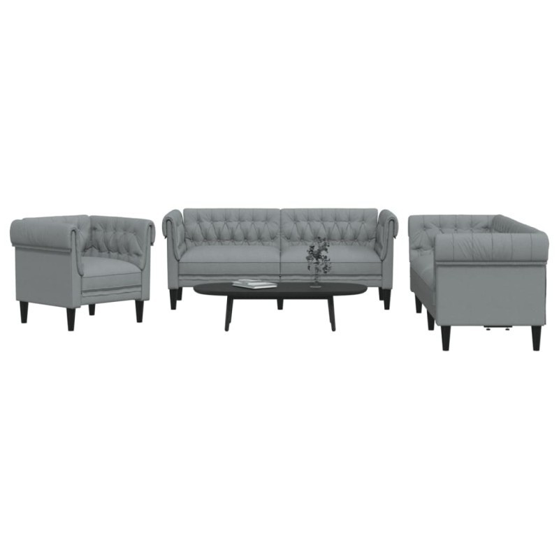 vidaXL Juego de sofás 3 piezas tela gris claro vidaXL Juego de sofás 3 piezas tela gris claro