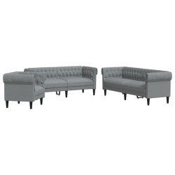 vidaXL Juego de sofás 3 piezas tela gris claro