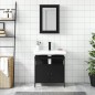 vidaXL Juego de muebles de baño 2 pzas madera contrachapada negro vidaXL Juego de muebles de baño 2 pzas madera contrachapada negro