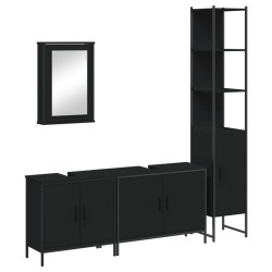 vidaXL Juego de muebles de baño 4 pzas madera contrachapada negro