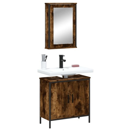 vidaXL Set de muebles baño 2 pzas madera contrachapada roble ahumado