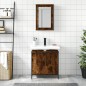 vidaXL Set de muebles baño 2 pzas madera contrachapada roble ahumado vidaXL Set de muebles baño 2 pzas madera contrachapada roble ahumado