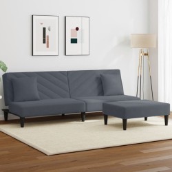 vidaXL Juego de sofás con cojines 2 piezas terciopelo gris oscuro