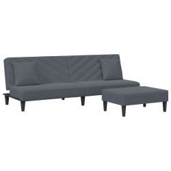 vidaXL Juego de sofás con cojines 2 piezas terciopelo gris oscuro