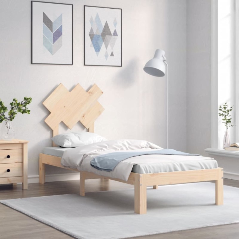 vidaXL Estructura de cama individual con cabecero madera maciza vidaXL Estructura de cama individual con cabecero madera maciza