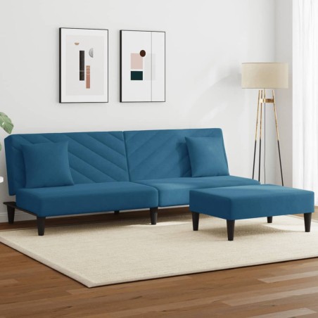 vidaXL Juego de sofás con cojines 2 piezas terciopelo azul