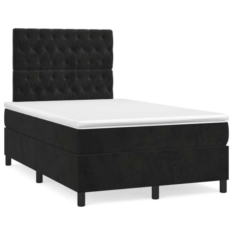 vidaXL Cama box spring con colchón terciopelo negro 120x190 cm