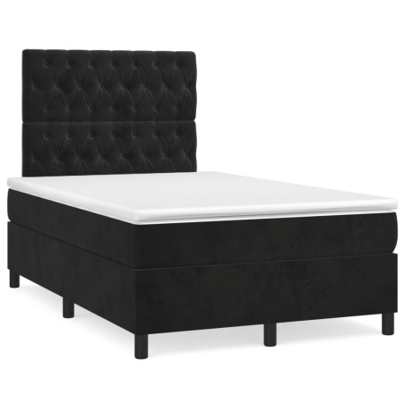 vidaXL Cama box spring con colchón terciopelo negro 120x190 cm